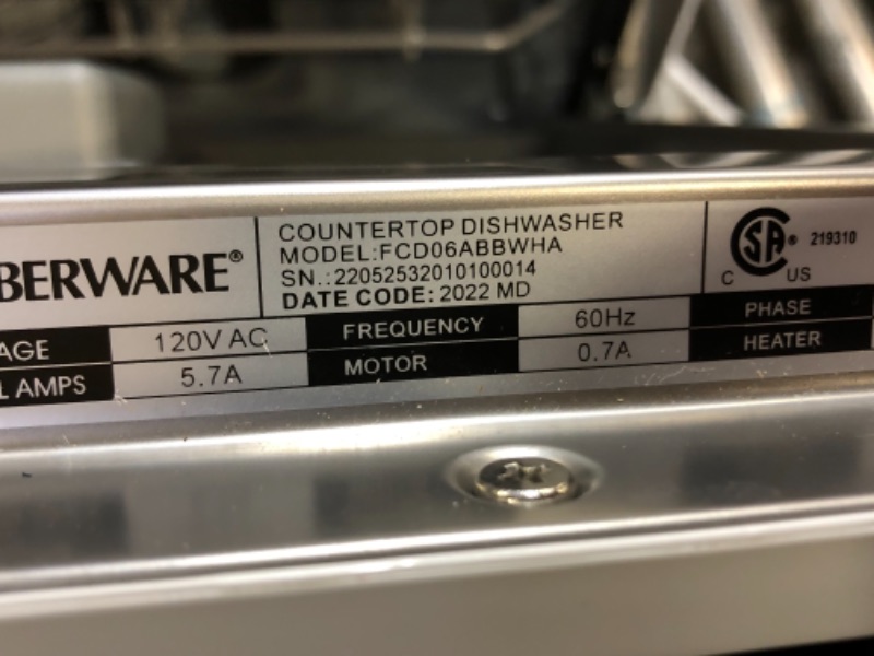Photo 1 of Farberware Professional FCD06ABBWHA Compact Portable Countertop Dishwasher with 6 Place Settings and Silverware Basket, LED Display, Energy Star, White
