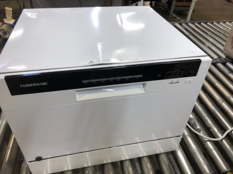 Photo 1 of Farberware Professional FCD06ABBWHA Compact Portable Countertop Dishwasher with 6 Place Settings and Silverware Basket, LED Display, Energy Star, White
