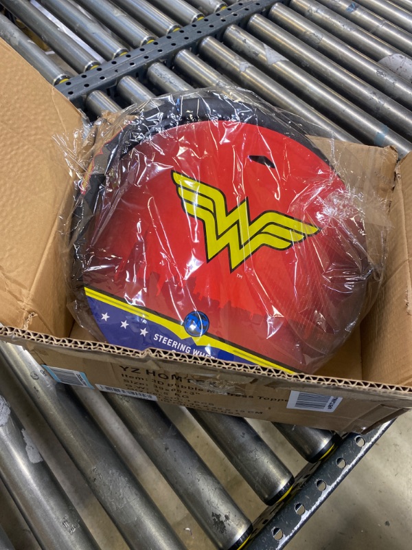 Photo 2 of BDK DC Comics Wonder Woman Steering Wheel Cover - W Symbol on Synthetic Leather (WBSW-1901)