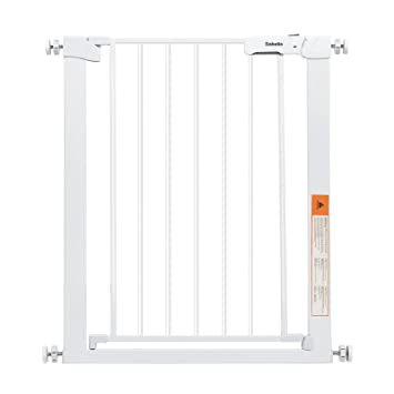 Photo 1 of Babelio 26-29 Inch Narrow Easy Install Baby Gate, Fit for Doorways, Auto-Close Design, No Drilling, Pressure Mounted, Safety Gate with Door for Child and Pets (White)
