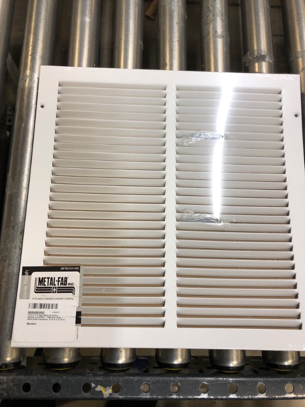 Photo 2 of 14"w X 14"h Steel Return Air Grilles - Sidewall and Ceiling - HVAC Duct Cover - White [Outer Dimensions: 15.75"w X 15.75"h] 14 X 14 White