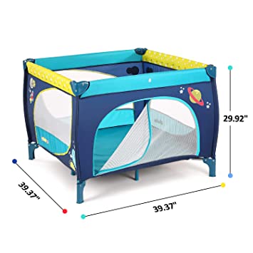 Photo 1 of Baby Play Portable Playard Play Pen with Mattress Safety Baby Playard with Door Activity Center for Toddler Boys Girls Fun Time Indoor and Outdoor 39inch x 39inch?Blue)----------Like new 

