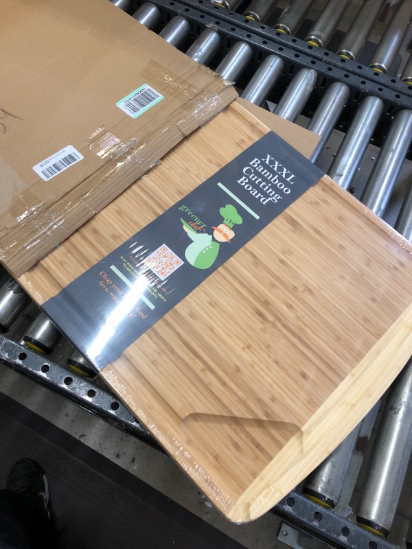 Photo 2 of 30 x 20 Bamboo Extra Large Cutting Board - Wooden Stove Top Cover Noodle Board - Meat Cutting Board for BBQ - Turkey Carving Board - Extra Large Charcuterie Board - Over the Sink Cutting Board 3XL - 30 x 20 Inches Two-Tone