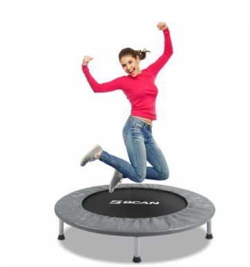 Photo 1 of BCAN 38" Foldable Mini Trampoline, Fitness Trampoline with Safety Pad, Stable & Quiet Exercise Rebounder for Kids Adults Indoor/Garden Workout Max 300lbs - Grey

