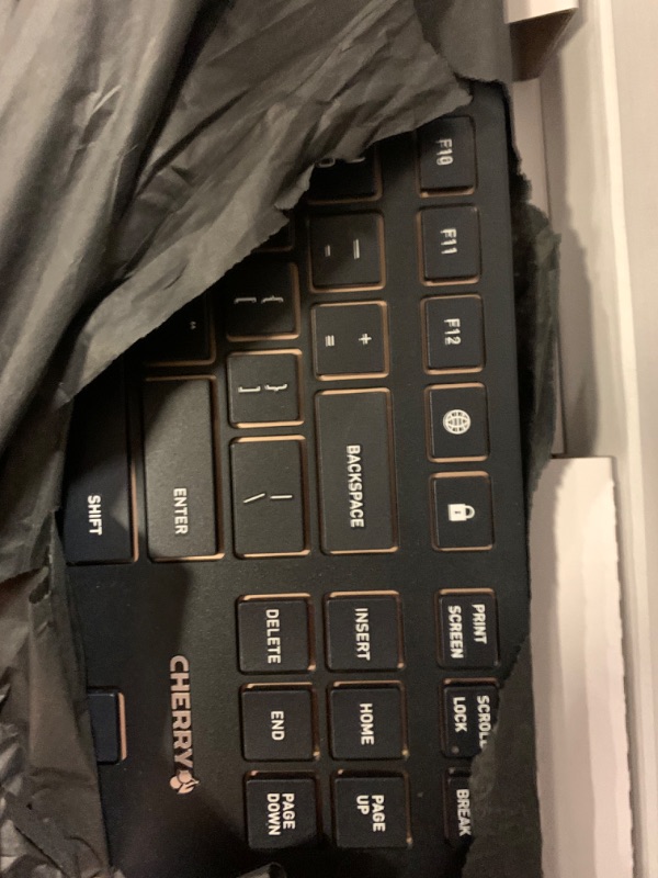 Photo 4 of CHERRY DW 9100 Slim Wireless Keyboard and Mouse Set Combo Rechargeable with SX Scissor Mechanism, Silent keystroke Quiet Typing with Thin Design for Work or Home Office. (Black & Bronze) --- Box Packaging Damaged, Item is New
