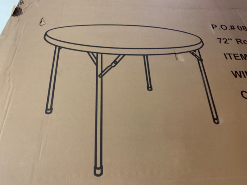 Photo 1 of 72" Round Granite Plastic Folding Table