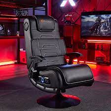 Photo 1 of X Rocker Pro Leather Lounging Video Gaming Pedestal Chair with Vibration, Wireless Audio, 2 Speakers & Subwoofer, Ergonomic Lumbar, Neck Support, Armrests, Tilt & Swivel, Comfortable, Foldable, Black --- Box Packaging Damaged, Moderate Use, Scratches and 