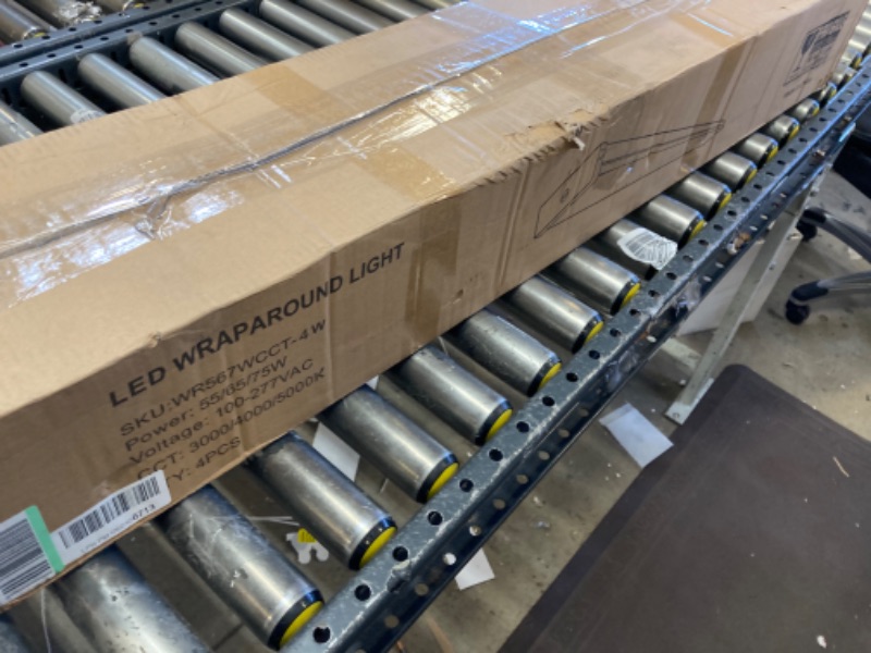 Photo 1 of 4 Pack 4FT LED Wraparound Light with 3 Wattages/3 Lumens/3 CCT Selectable, 55W/65W/75W, 5500lm/6500lm/7500lm, 3000K/4000K/5000K 4 Foot LED Wrap Light Fixture, Flush Mount Office Ceiling Light, ETL