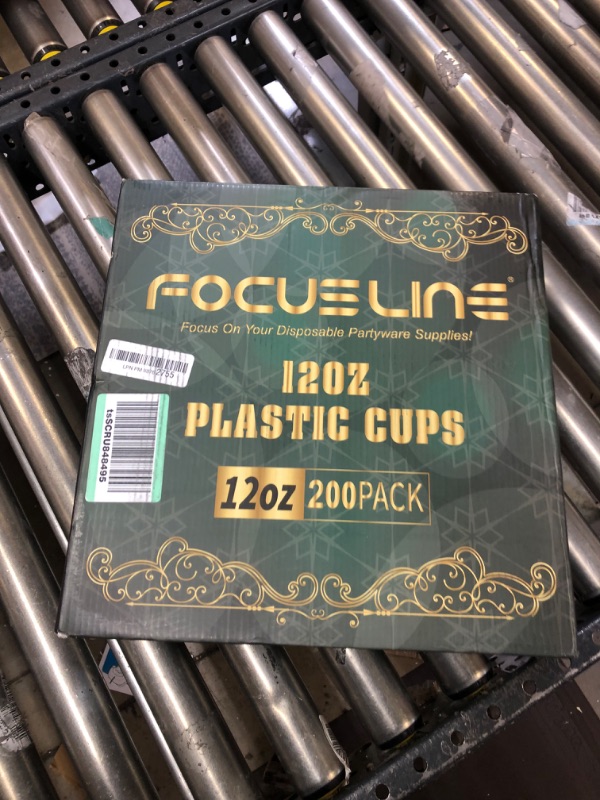 Photo 4 of 200 Pack 12 oz Gold Rimmed Plastic Cups, FOCUSLINE Clear Plastic Cups Tumblers, Heavy-duty & Fancy Disposable Hard Plastic Cups with Gold Rim for Wedding Cups Elegant Party Cups Gold Rimmed Cups