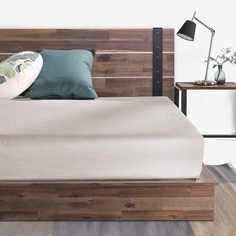 Photo 1 of ZINUS Brock Metal and Wood Platform Bed Frame / Solid Acacia Wood Mattress Foundation / No Box Spring Needed / Easy Assembly, Twin
