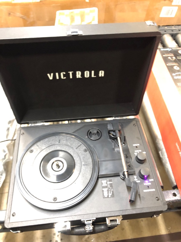 Photo 2 of Victrola Vintage 3-Speed Bluetooth Portable Suitcase Record Player with Built-in Speakers | Upgraded Turntable Audio Sound| Includes Extra Stylus | Black, Model Number: VSC-550BT-BK, 1SFA