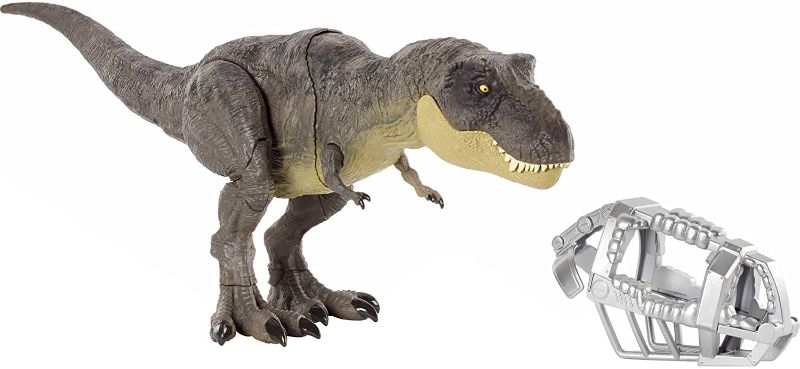 Photo 1 of Jurassic World Stomp ‘N Escape Tyrannosaurus Rex Figure Camp Cretaceous Dinosaur Escape Toy & Slash ‘N Battle Scorpios Rex Action & Sound Dinosaur Figure Camp Cretaceous, Gray Toy + Figure Camp