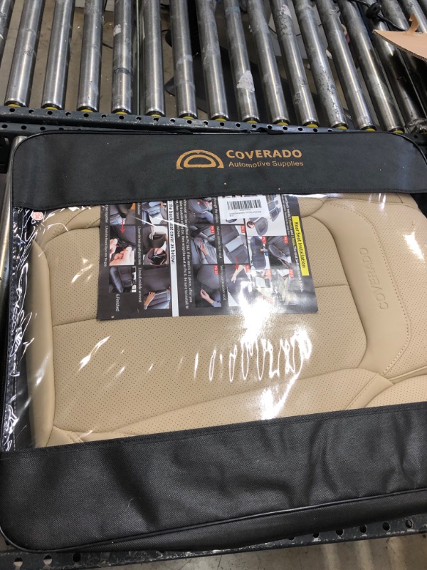 Photo 1 of Coverado Front and Rear Seat Covers 5 Pieces, Waterproof Nappa Leather Car Seat Protectors Full Set, Universal Auto Interior Fit for Most Sedans SUV Pick-up Truck, Beige Beige FullSet
