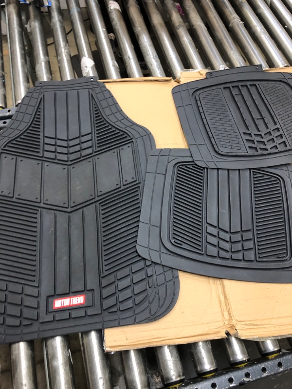 Photo 2 of Motor Trend DualFlex Two-Tone Sport Design All-Weather Rubber Floor Mats for Car, Truck, Van & SUV - Waterproof Front & Rear Liners with Drainage Channels Black, MISSING ONE BIG MAT 