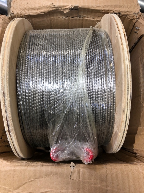 Photo 1 of 1200FT 1/8" T316 Stainless Steel Cable, Wire Rope Aircraft Cable for Deck Cable Railing Kit, 7 x 7 Strands Construction,DIY Balustrades, Come with a Cutter… 1/8" 7x7 1200FT 1