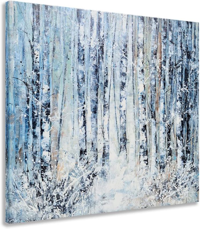Photo 1 of Yihui Arts Paintings Winter Forest Tree Canvas Wall Art Painting Pictures for Living Room Decoration (20Wx20L)
