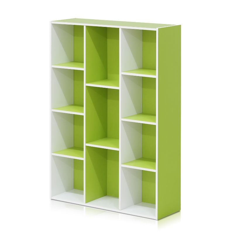 Photo 1 of 11107WH-GR 11-Cube Reversible Open Shelf Bookcase, White & Green
