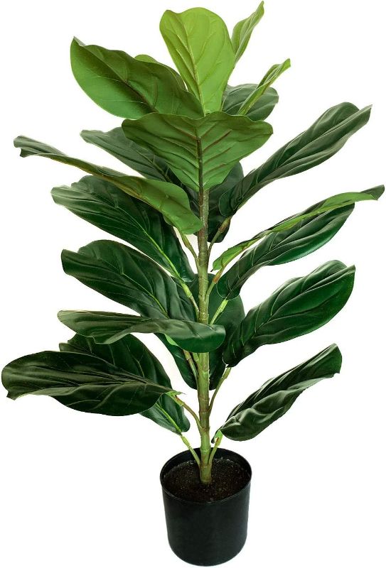 Photo 1 of BESAMENATURE 30" Little Artificial Fiddle Leaf Fig Tree / Faux Ficus Lyrata for Home Office Decoration
