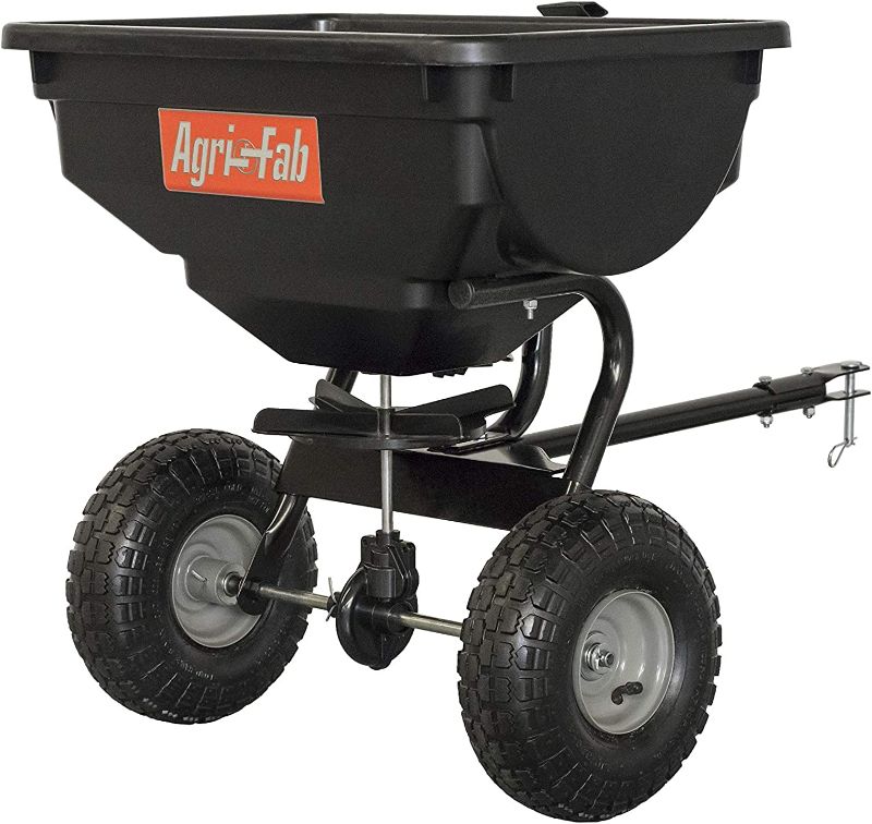 Photo 1 of Agri-Fab 85 lb. Tow Broadcast Spreader 45-0530 85 lb. Tow Broadcast Spreader, One Size, Black ( USED ITEM )
