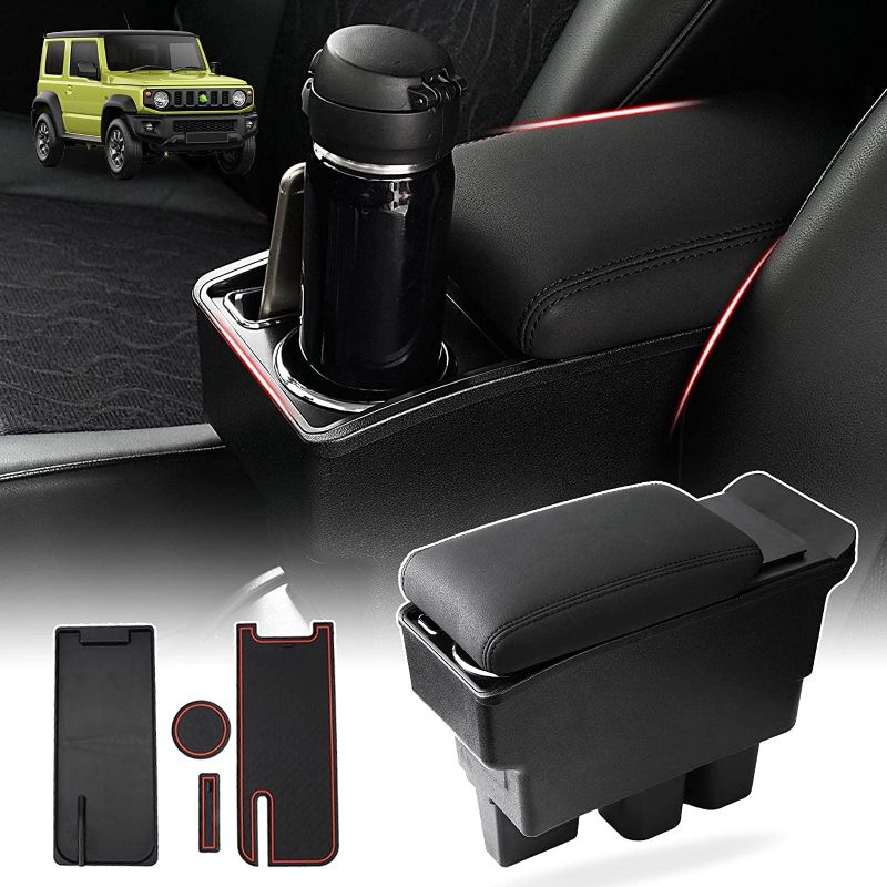 Photo 1 of Autorder Custom Fit for Center Console Storage Box Suzuki Jimny JB64W/JB74W 2018-2023 Accessories Armrest Box Replacement with Cup Holder Insert
