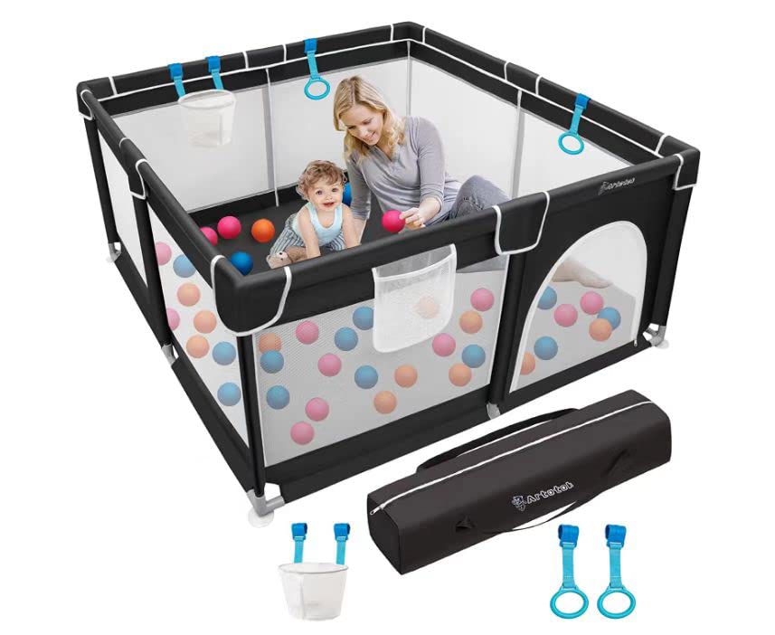 Photo 1 of Artotok Baby Playpen, Playpen for Babies and Toddlers Baby Fence Baby Play Yard Indoor & Outdoor Kids Activity Center Baby Gate Baby Playpen (Black) ( USED ITEM )
