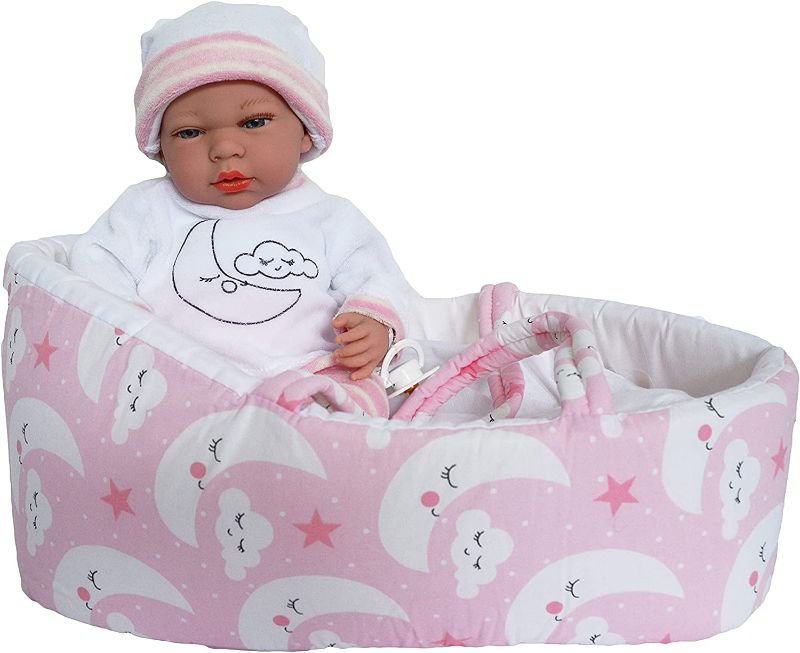 Photo 1 of Ann Lauren Dolls 15.2 Inch Baby Doll with Bassinet- Pink
