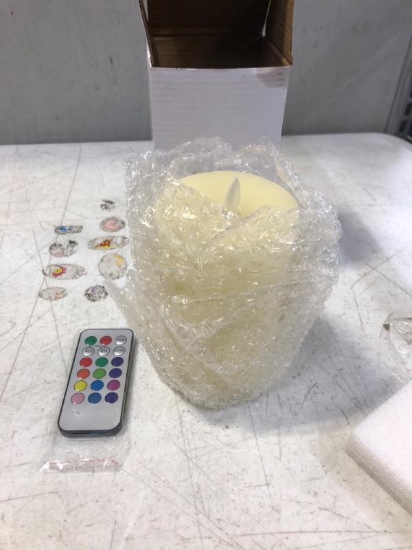 Photo 1 of ACROSS Flickering Flameless Candles, Set of 1 Real Wax Color Changing LED Pillar Candles Battery Operated Realistic 3D Dancing Flame Fake Candles with 18-Key Remote Control for Halloween Christmas
