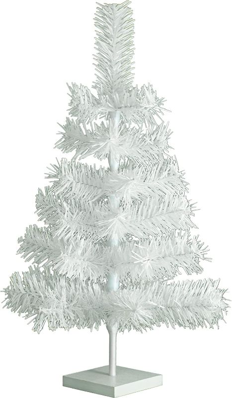 Photo 1 of 24" Classic White Tinsel Christmas Tree Tabletop Home Holiday Centerpiece Display Decorations 2FT Tall White Stand Included
