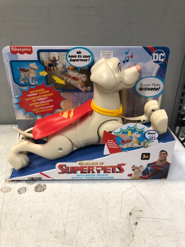 Photo 2 of Fisher-Price DC League of Super-Pets Krypto Toy, 14 inches long, Authentic Movie Figure with Sounds Phrases & Motorized Motion, Rev & Rescue
