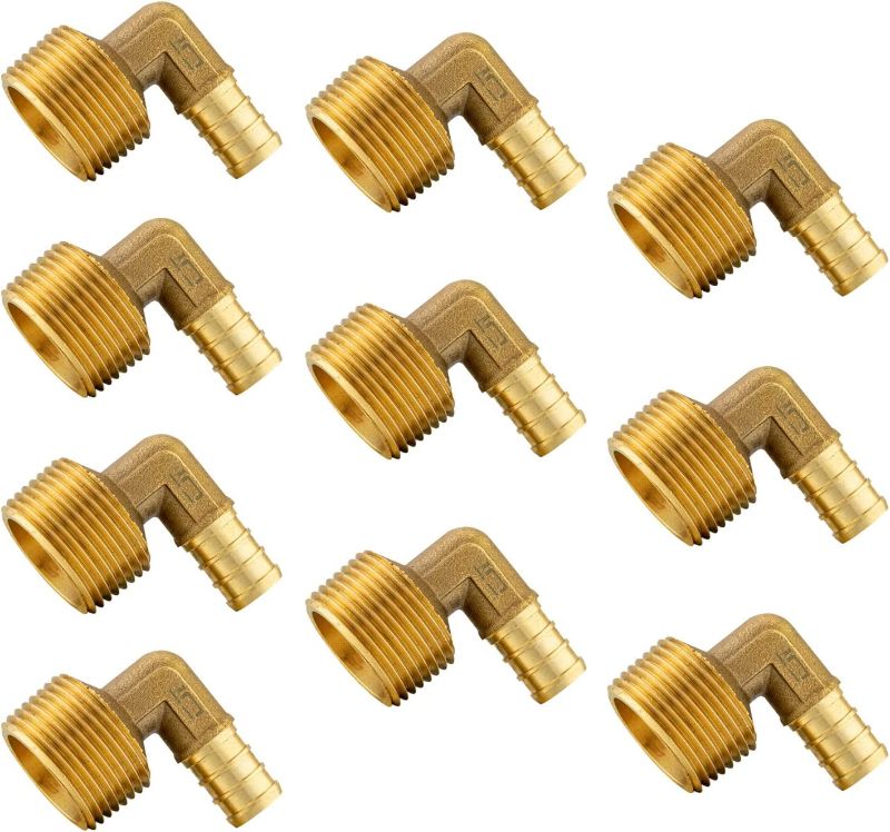 Photo 1 of (Pack of 10) EFIELD Pex 1/2"x1/2" Male Threaded NPT Elbow Brass Crimp Fittings
