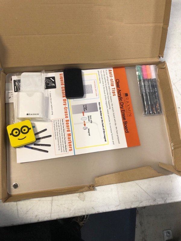 Photo 1 of Acrylic Note Board Refrigerator Dry Erase Board Magnetic Clear 15”x11" Includes 4 Dry Erase Markers

