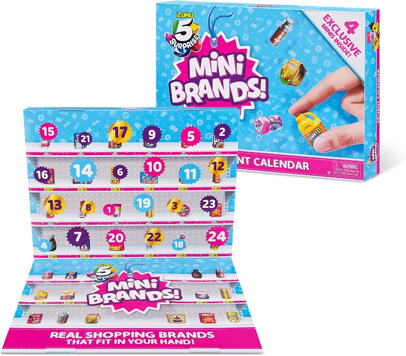 Photo 1 of 5 Surprise Mini Brands Advent Calendar by ZURU - 24 Day Advent Calendar 2022, Includes 4 Exclusive Minis, Real Miniature Brands Collectibles
