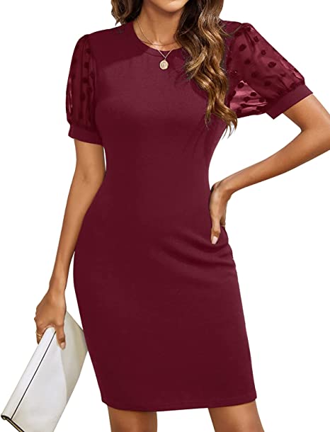 Photo 1 of Blooming Jelly Women's Bodycon Dress Short Sleeve Elegant Business Casual Swiss Dot Knee Length Summer Dresses
SIZE M
USE STOCK PHOTO AS REFERENCE