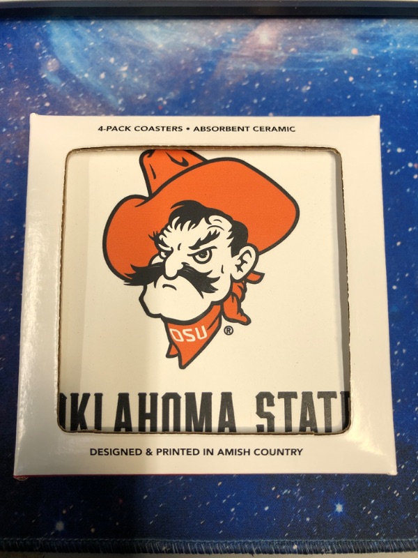 Photo 1 of 4 PACK COASTERS, OKLAHOMA STATE, DESIGNED AND PRINTED IN AMISH COUNTRY
