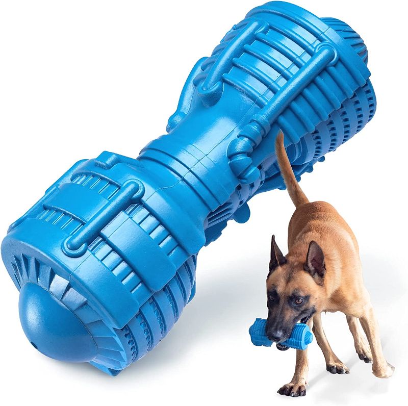 Photo 1 of EASTBLUE Dog Squeaky Toys for Aggressive Chewers: Rubber Puppy Chew Toy with Squeaker Almost Indestructible and Durable Toy for Medium and Large Breed
