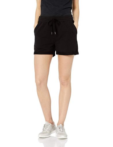 Photo 1 of Daily Ritual Women's Terry Cotton and Modal Roll-Bottom Short, Black, Medium
