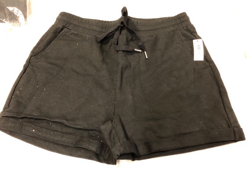 Photo 2 of Daily Ritual Women's Terry Cotton and Modal Roll-Bottom Short, Black, Medium
