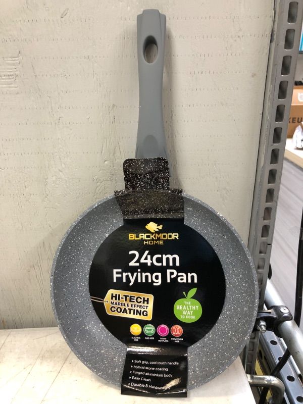 Photo 3 of Blackmoor Frying Pans / 8", 9.5", 11" Sizes/Stylish Black or Gray Marble Finish/Non-Stick & Anti-Scratch/Cool Touch Handle/Suitable for Induction, Ele
