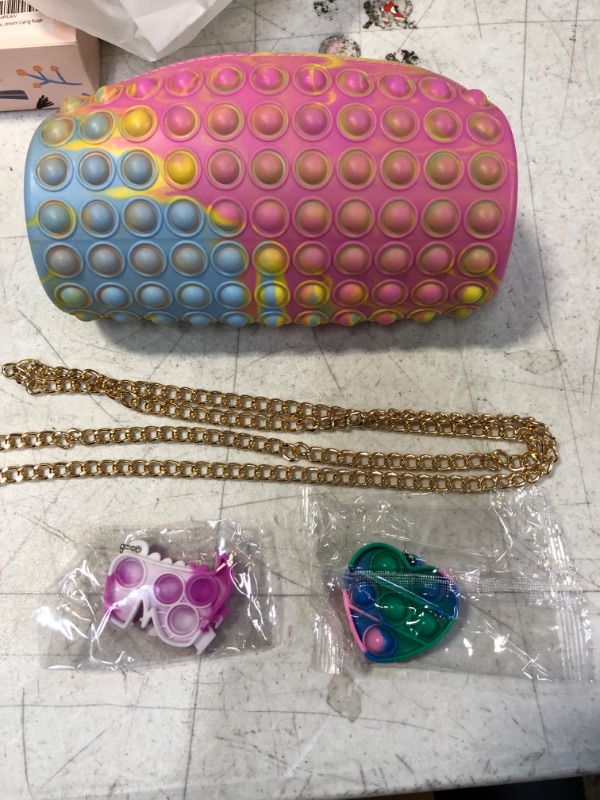 Photo 1 of KANSUN PAUL Pop Purse Fidget Bag Toy,3pcs pop Sensory Bubble Cross Shoulder Purse & Mini pop Fidget Key Chain for Girl,Silicone Fidget Bubble Bag Gift
