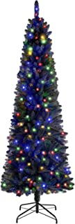 Photo 1 of Alupssuc 4ft Prelit Black Pencil Christmas Tree, with Warm White & Multi-Color Lights Hinged Artificial Alpine Slim Holiday Decoration for Halloween, Xmas Home, Office, Party, Indoor Outdoor
