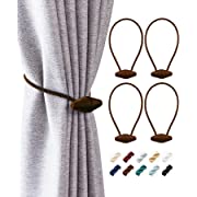 Photo 1 of ALEXICS Magnetic Curtain Tiebacks, 4 Pcs 16” Window Treatment Holdbacks for Blackout /Sheer, Upgraded Twisted Rope Ties Suit for Indoor/Outdoor Drapery - Coffee
