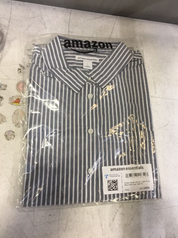 Photo 2 of Amazon Essentials Women's Classic-Fit Long-Sleeve Button-Down Poplin Shirt SIZE LARGE
