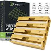 Photo 1 of Barrenwood Foil and Plastic Wrap Organizer, 4 In 1 Bamboo Plastic Wrap Dispenser with Cutter - Aluminum Foil Dispenser with Cutter, Tin Foil Organizer for Drawer, Cling Wrap Dispenser with Cutter
