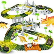 Photo 1 of Batlofty Dinosaur Toys Race Track, Flexible Track Playset, Create A Dinosaur World Road Race with 1 Dinosaur Car and 6 Dinosaur Toys for 3 4 5 6 7 Year Old Boys Girls Birthday Gifts
