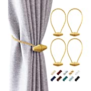 Photo 1 of ALEXICS Magnetic Curtain Tiebacks, 4 Pcs 16” Window Treatment Holdbacks for Blackout /Sheer, Upgraded Twisted Rope Ties Suit for Indoor/Outdoor Drapery - Gold
