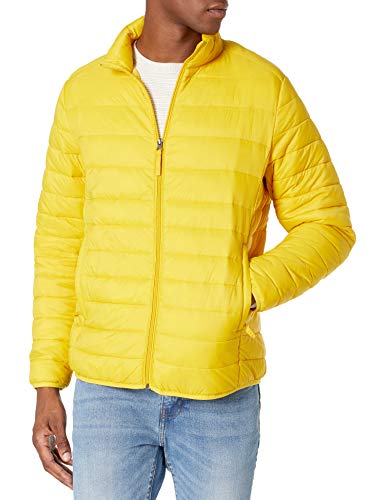 Photo 1 of Amazon Essentials Men's Packable Lightweight Water-Resistant Puffer Jacket, Yellow, Large
