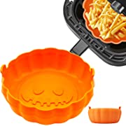 Photo 1 of 2 Packs Halloween Pumpkin Air Fryer Silicone Pot,Food Safe Air fryers Oven Accessories,Reusable Air Fryer Silicone Liner,Replacement for Flammable Parchment Liner Paper 8 inch (4-7QT)
