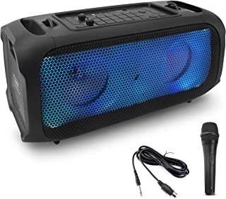 Photo 1 of Pyle Wireless BT Portable Boombox Speaker - 600W Rechargeable Speaker, Portable Barrel Loud Stereo System - DJ Sound Effects, Flashing LED, FM/Aux/MP3/USB/SD/1/4 in, Includes Microphone PPHP265DJB (UNABLE TO TEST, NOT ENOUGH BATTERY)
