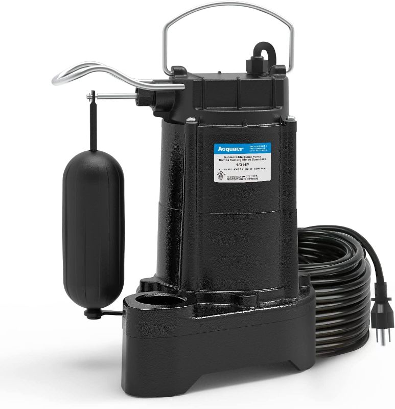 Photo 1 of Acquaer 1/3 HP Submersible Sewage/Effluent Pump,3680 GPH Cast Iron Sump Pump with Automatic Integrated Snap-action Float Switch for Septic Tank ,Basement,Flooding Area
