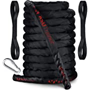Photo 1 of ASU Trainer Poly Dacron Weighted Battle Ropes for Home Gym - Indoor/Outdoor Workout Rope with Sleeve, Heat-Shrink Handles, & Anchor Kit – Exercise Rope for Training/Fitness, Army Battle Rope.
